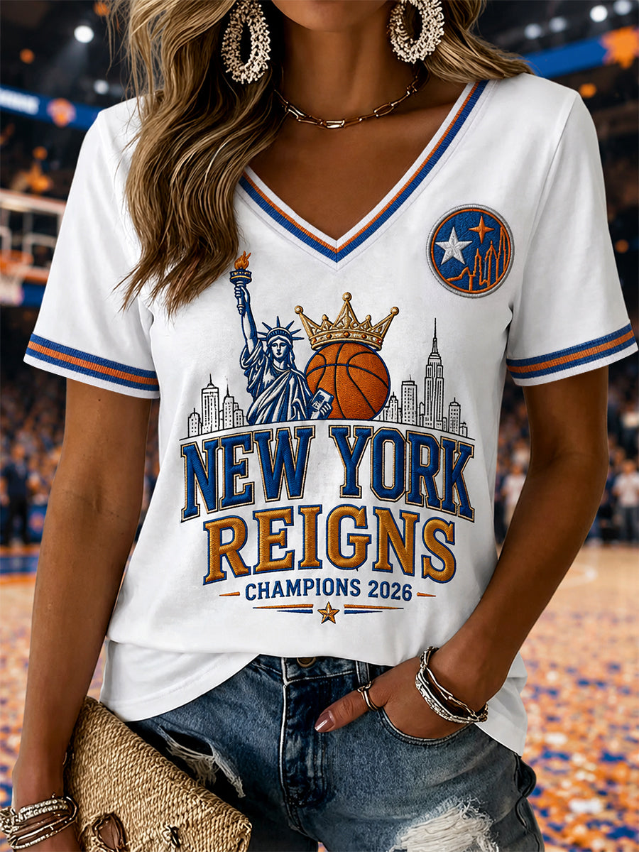 Women's Gift For Basketball Fans Print Casual V-Neck Tee