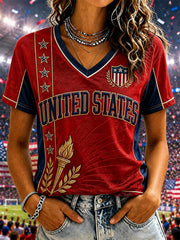 Women's Gift For Soccer Fans Print Casual V-Neck Tee