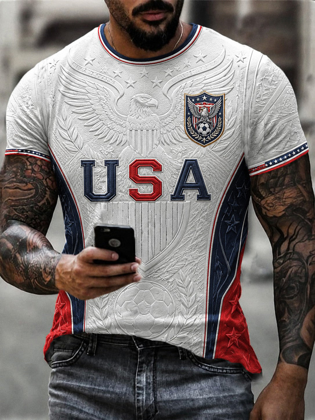 Men's USA Football Printed T-Shirt