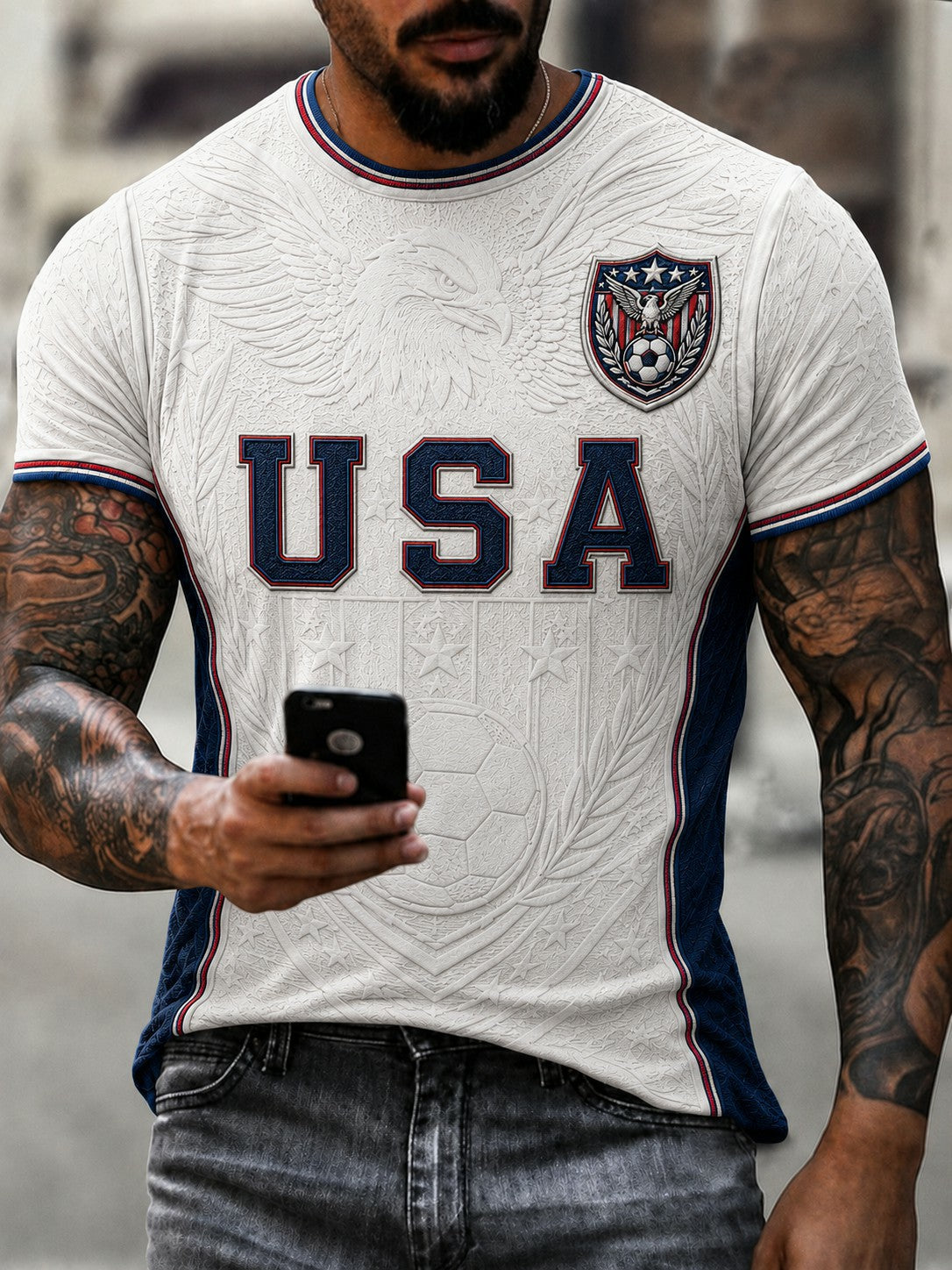 Men's USA Football Printed T-Shirt