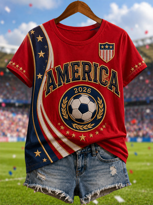 Women's Gift For Soccer Fans Print Casual Tee