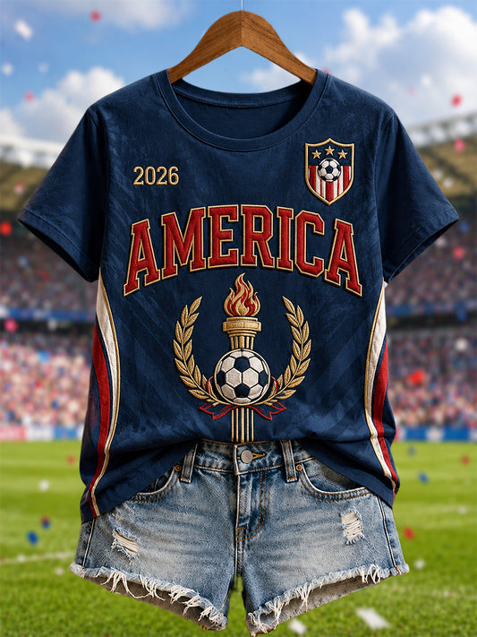 Women's Gift For Soccer Fans Print Casual Tee