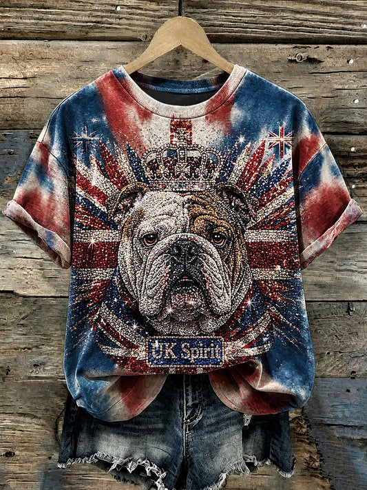 Women's British Bulldog Union Jack Print T-shirt