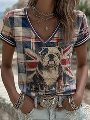 Women's British Bulldog Union Jack Print T-shirt