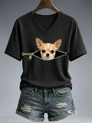 Women's Funny Chihuahua Print T-Shirt