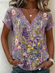Women's Floral Art Print Casual T-Shirt