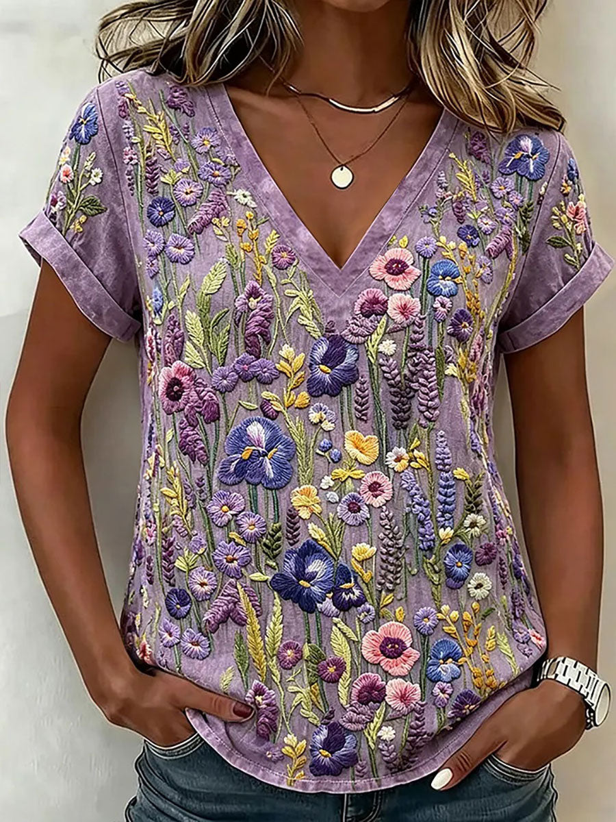 Women's Floral Art Print Casual T-Shirt