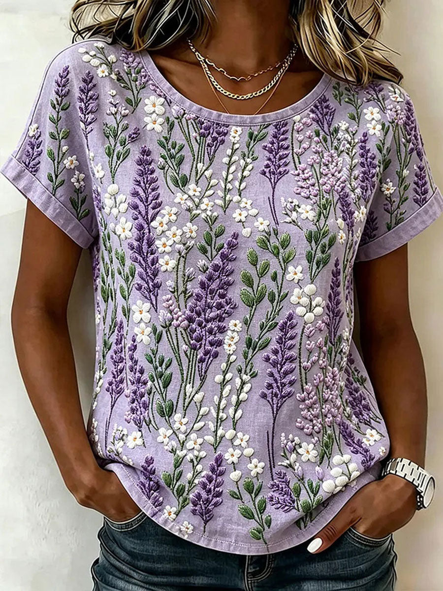 Women's Floral Art Print Casual T-Shirt