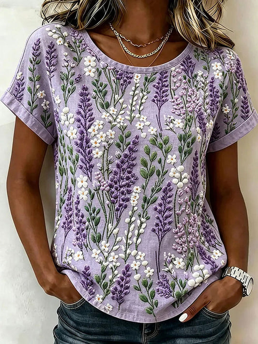 Women's Floral Art Print Casual T-Shirt