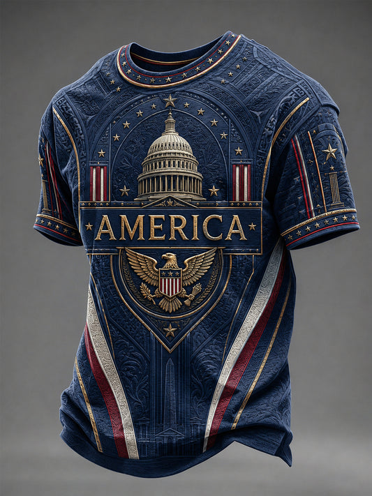 Men's America Print Casual Tee