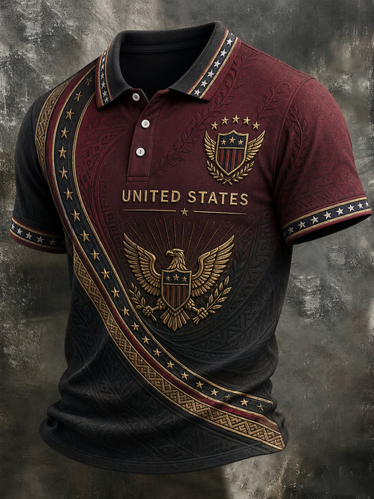 Men's America Print Casual Polo