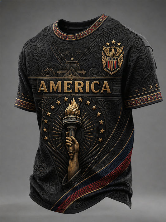 Men's America Print Casual Tee