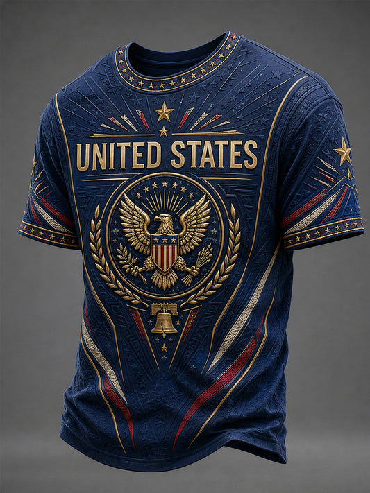 Men's America Print Casual Tee