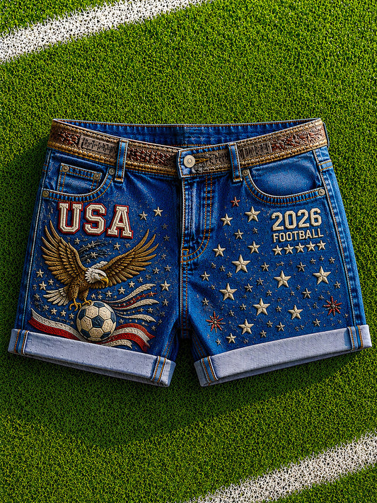 Women's 2026 American Football Print Casual Shorts
