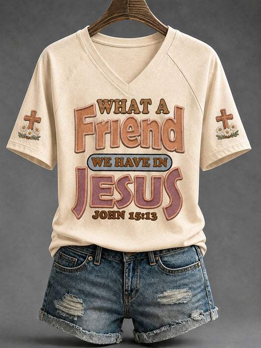 Women's A Friend When Other Friendships Cease Faith Print Casual T-shirt