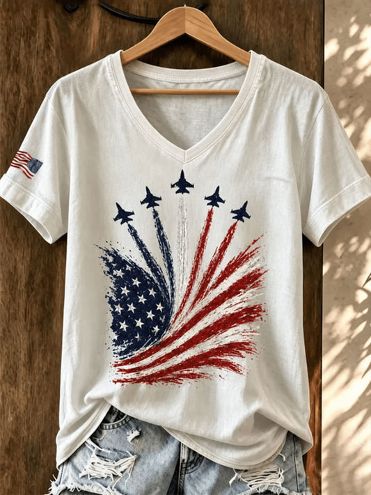 Women's Independence Day Plane Short Sleeve T-Shirt
