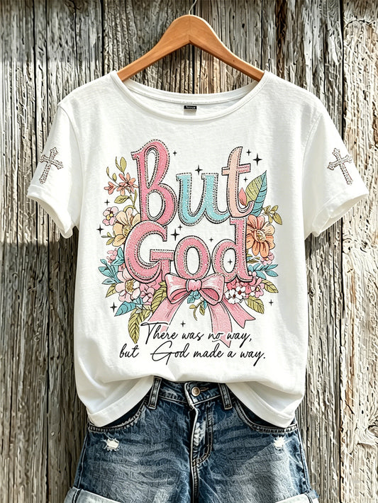 Women's Faith Pattern Printed Leisure Round Neck Short Sleeve T-shirt