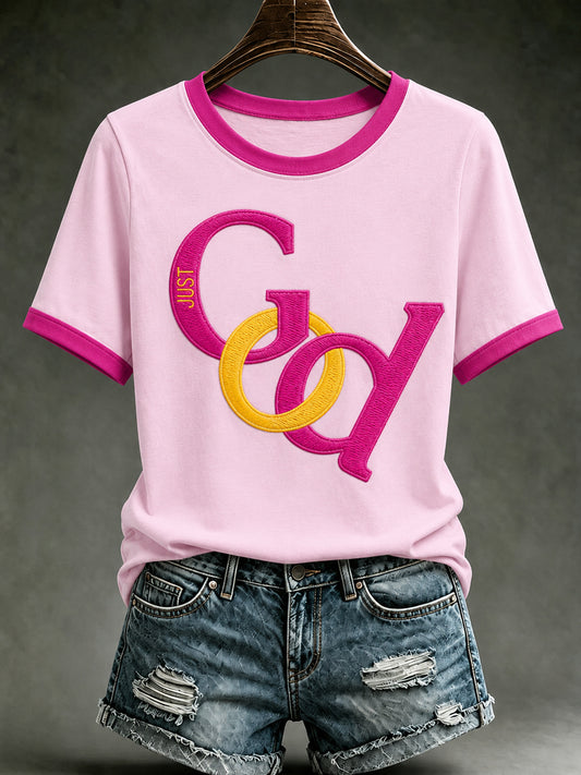 Women's Christian Just GOD Printed Short Sleeve T-shirt