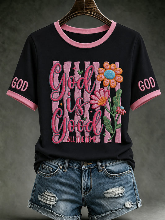 Women's Christian god is good All The Time Printed Short Sleeve T-shirt