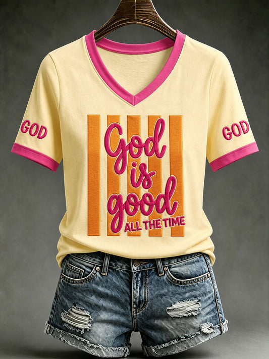 Women's Christian god is good All The Time  Printed Short Sleeve T-shirt