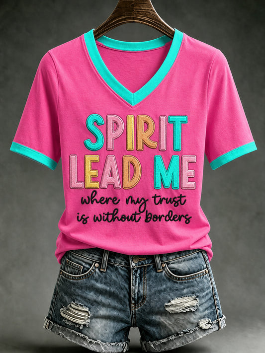 Women's Christian SPIRIT LEAD ME where my trust is without borders  Printed Short Sleeve T-shirt