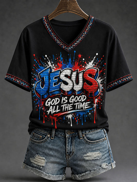 Women's 'God is Good All The Time' Printed Casual T-Shirt