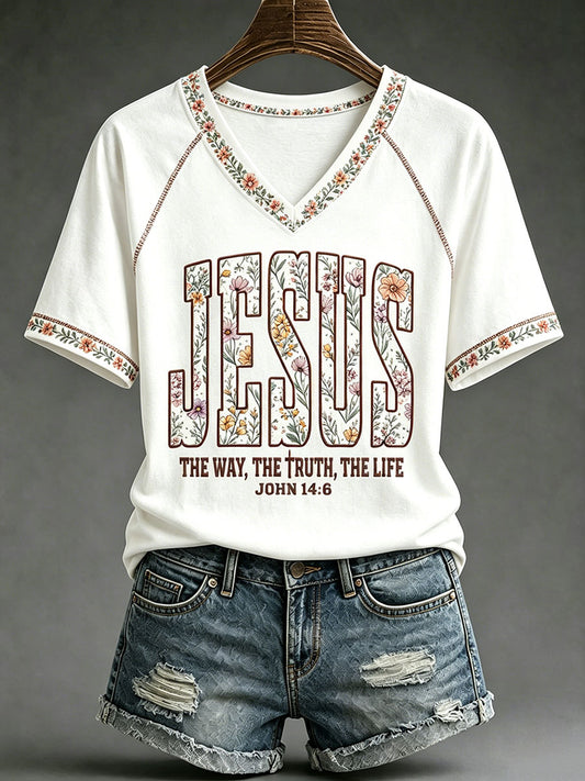 Women's 'Jesus The Way the Truth the Life' Printed Casual T-Shirt