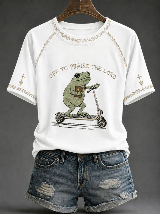 Women's 'Off To Praise The Lord' Printed Casual T-Shirt
