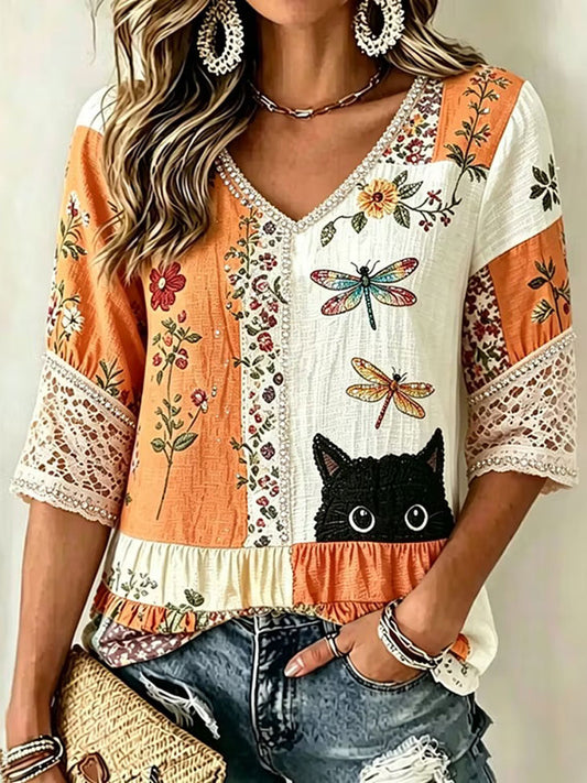 Women's elegant linen cotton top