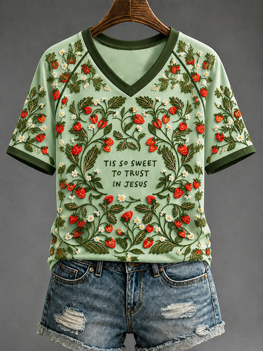 Women's "Tis So Sweet To Trust In Jesus” Faith Casual T-shirt