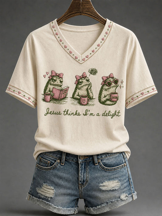 Women's 'I Could Be Meaner But Jesus Said No' Printed Casual T-Shirt
