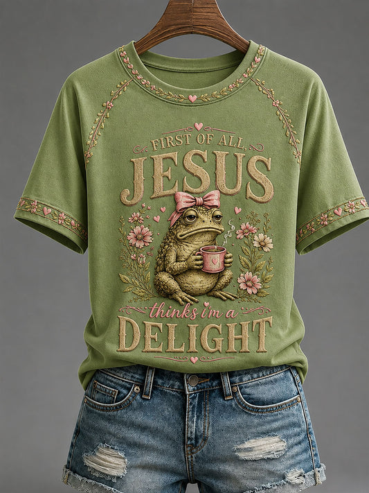 Women's 'I Could Be Meaner But Jesus Said No' Printed Casual T-Shirt