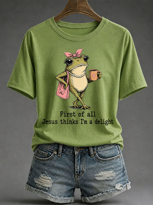 Women's 'Jesus Thinks I'm A Delight' Printed Casual T-Shirt