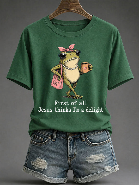 Women's 'Jesus Thinks I'm A Delight' Printed Casual T-Shirt