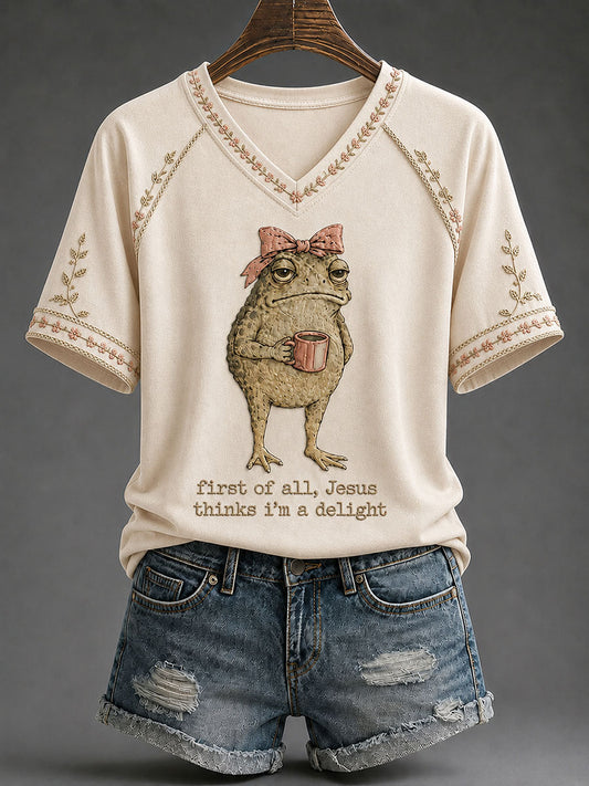 Women's 'Jesus Thinks I'm A Delight' Printed Casual T-Shirt