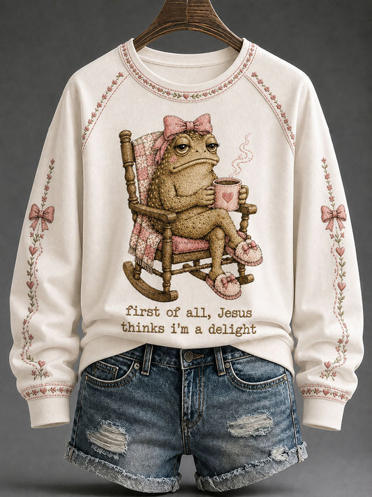 Women's 'Jesus Thinks I'm A Delight' Printed Casual Sweatshirt