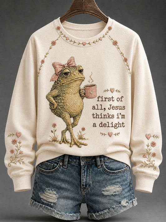 Women's 'Jesus Thinks I'm A Delight' Printed Casual Sweatshirt