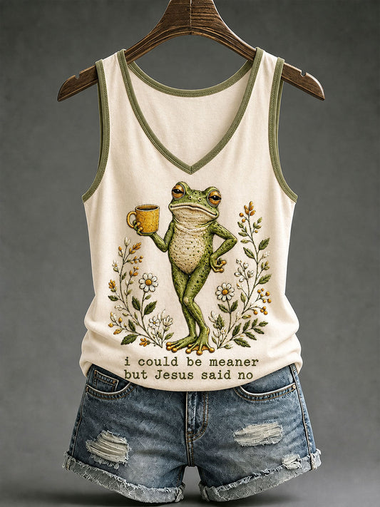 Women's 'I Could Be Meaner But Jesus Said No' Printed Tank Top