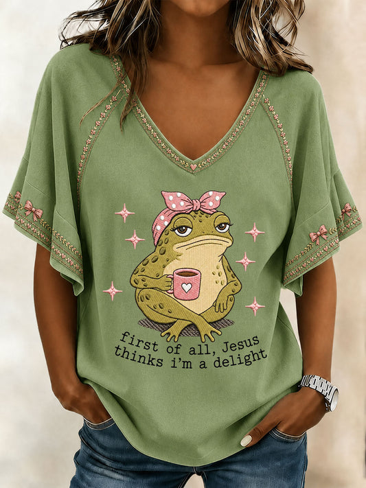 Women's 'Jesus Thinks I'm A Delight' Printed Casual T-Shirt