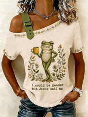 Women's 'I Could Be Meaner But Jesus Said No' Printed Casual T-Shirt