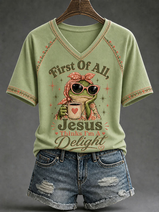 Women's 'Jesus Thinks I'm A Delight' Printed Casual T-Shirt