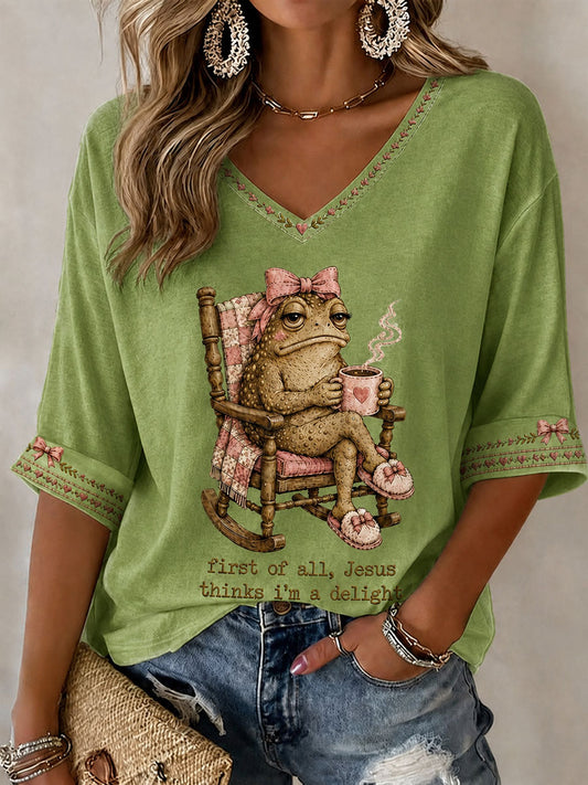 Women's 'Jesus Thinks I'm A Delight' Printed Casual T-Shirt
