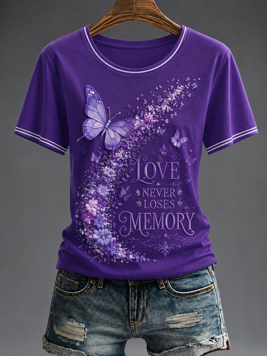 Women's Purple Flora Art Printed T-shirt