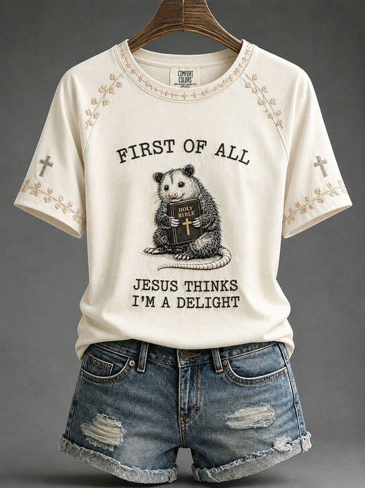 Women's 'Jesus Thinks I'm A Delight' Printed Casual T-Shirt