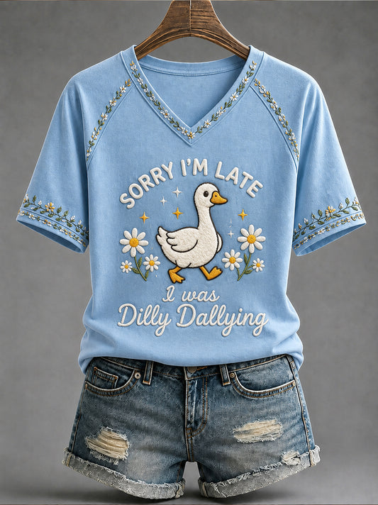 Women's Funny Christian I Was Dilly Dallying Short Sleeve T-shirt