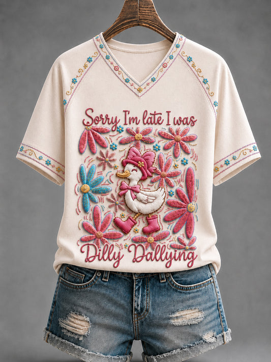 Women's Funny Christian I Was Dilly Dallying Short Sleeve T-shirt