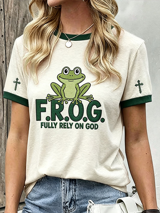 Women's Faith Pattern Printed Leisure Round Neck Short Sleeve T-shirt