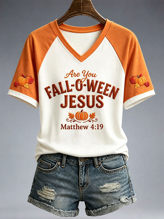 Women's Fall For Jesus He Never Leaves T-Shirt