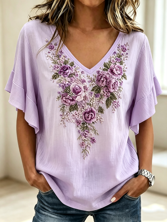 Women's Floral print Shot Short Sleeve T-Shirt