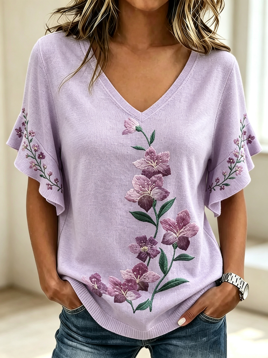 Women's Floral print Shot Short Sleeve T-Shirt